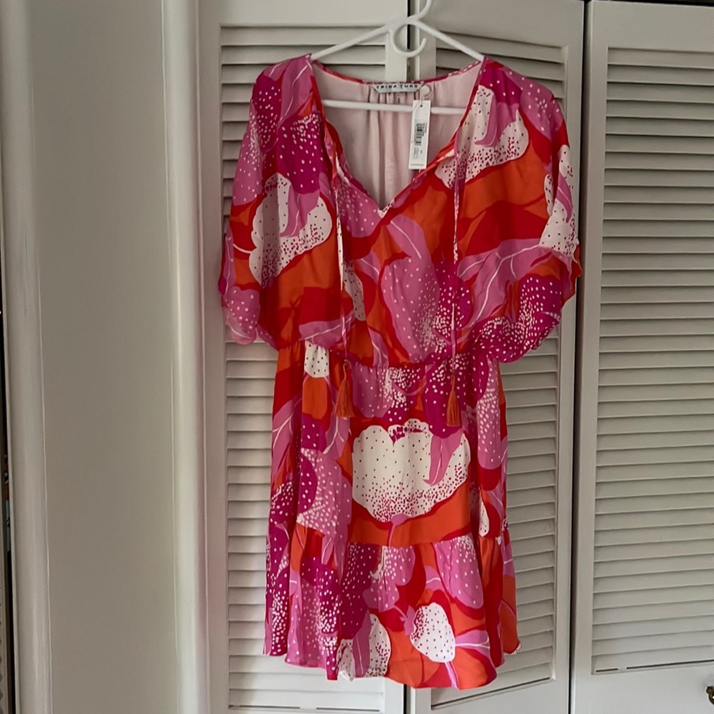Trina Turk size large mini dress with tassels summer beach
